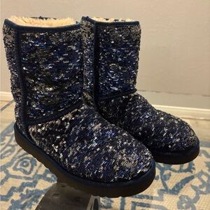 Y2K UGG Blue and Silver Sequin Women's Boots